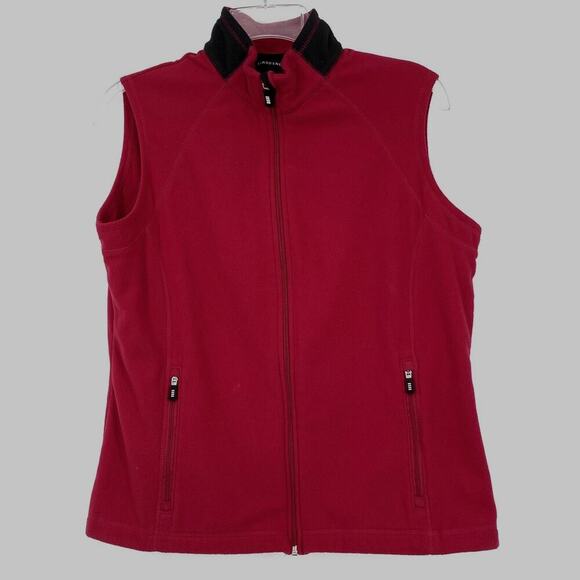 Lands' End Raspberry Pink Fleece Zip up Vest Womens Sz MP Gorpcore - Picture 1 of 9